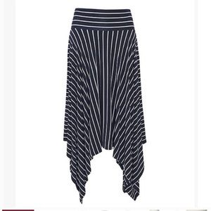 Cabi Navy & White Striped Twirl Maxi Skirt